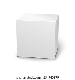 Blank 3D box on white background with shadow