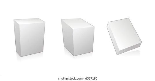 Blank 3d boxes on white background, vector