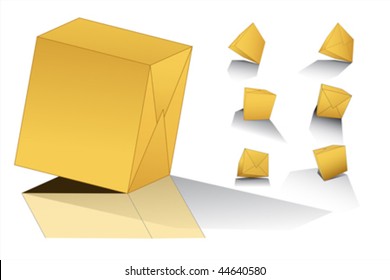 Blank 3d gold yelow boxes, vector