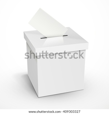 blank 3d illustration white voting box isolated on white background