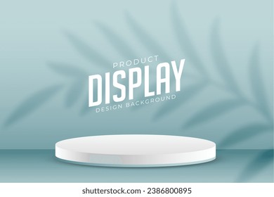 blank 3d pedestal stand for product display with leaf shadow vector