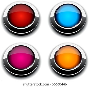 Blank 3d round buttons. Vector.