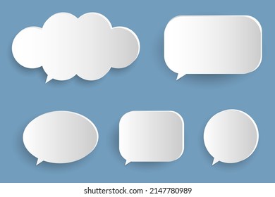 blank 3d speech bubbles, icon set poster, and banner concept on soft blue background