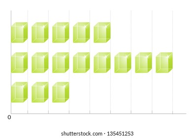 Blank 3D style graph made out of green boxes / green 3d graph