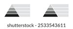 Blank 4 tier pyramid chart vector designs set. Blank 4 tier infographic