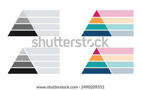 Blank 4 tier pyramid chart vector designs