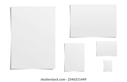 Blank A4, A3, A5, A6, A7 paper format. Mockup of sheets of paper. Vector