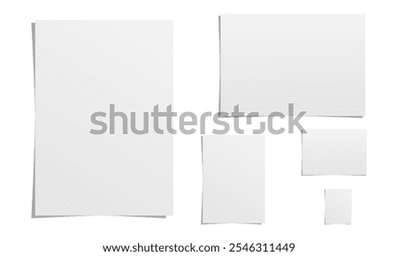 Blank A4, A3, A5, A6, A7 paper format. Mockup of sheets of paper. Vector
