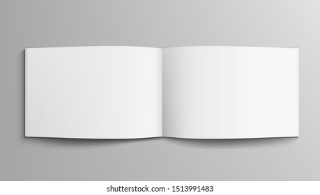 Blank A4 Realistic Landscape Horizontal Open Brochure On Dark Background. EPS10 Vector