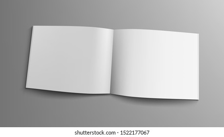 Blank A4 Realistic Landscape Horizontal Open Brochure On Dark Background. EPS10 Vector