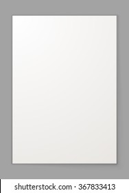 Blank A4 sheet of paper isolated on grey background vector template.