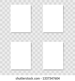 Blank A4 sheet of white paper with the shadow for your design, vector.