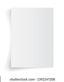 Blank A4 sheet of white paper with shadow, template for your design. Set. Vector illustration.