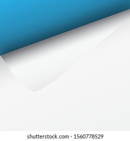 Blank A4 sheet of white paper with curled corner and shadow, template for your design. Set. Vector illustration.