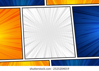 Fondo abstracto en blanco de la escena del marco del cómic de la historieta