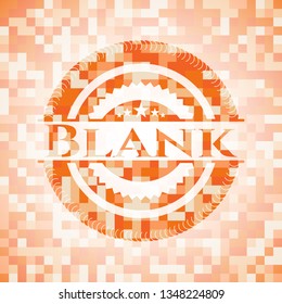 Blank abstract orange mosaic emblem