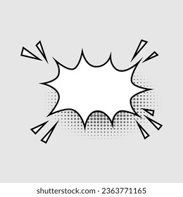 Blank abstract shape speech bubble isolated on gray background. Template for web design, comics. Vector flat illustration.