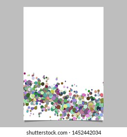 Blank abstract wave sprinkled confetti circle flyer background template - vector stationery graphic design