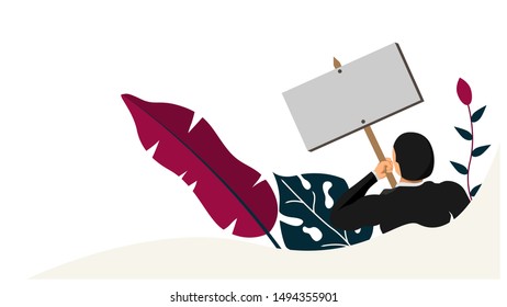 Blank ad templates on labor day rallies. pose character demonstration with a blank background. eps10 vector file