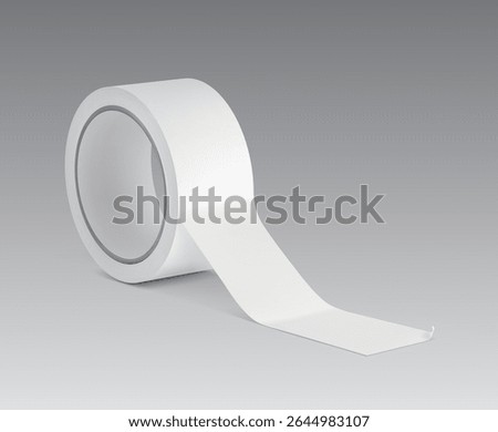 Blank adhesive tape roll mockup. Vector illustration isolated on grey background. Easy to use for presentation your product, idea, design. EPS10.
