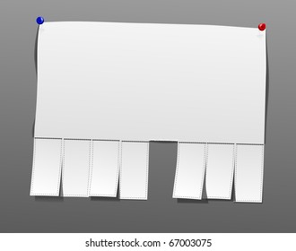 Blank advertisement with cut slips and red line for your text. Vector