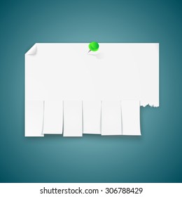 Blank advertisement with cut slips. Vector illustration.