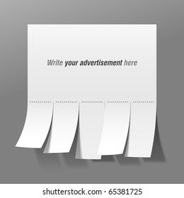 Blank Advertisement With Tear Off Tabs. Vector.