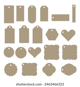 Blank advertising price stickers banner, promotion discount set. Label frame empty sale tag, cardboard template. Paper price tags for gift tags different shapes. Isolated vector illustration for store