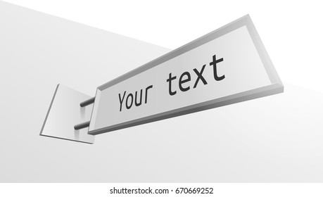 Blank Advertising Sign Hanging On Wall. EPS10 Vector