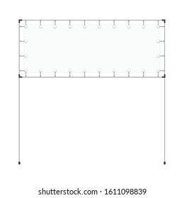 Blank advertising stand banner in realistic style. Square poster with metal construction isolated on background. Empty White Banner Billet Press Wall for Promotion, Marketing, Business Presentation. 