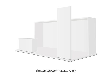 Blank Advertising Trade Show Booth Mockup, Side View, Isolated on White Background. Vector Illustration