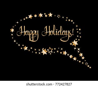 Blank air speech bubble made with glitters and sparkles shaped stars. Isolated template with greetings for Christmas. Chat sticker, greeting card. Place any message or text