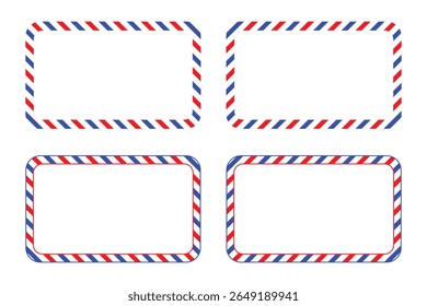 Blank Airmail Envelope Frame or postcard template and USA-Style images with Strips for Design Projects.