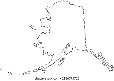 Blank Alaska vector map silhouette illustration isolated on white background. High detailed illustration. United state of America country. Empty editable Alaska line contour map.