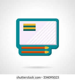 Blank album for painting and drawing and two brushes. Items for school, art, creativity, designers. Flat color vector icon. Single web design element for site or mobile app.