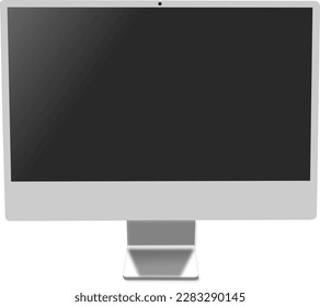 Blank all in one desktop computer with black screen. Illustration made April 1st, 2023, Zurich, Switzerland.