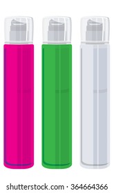 Blank aluminium spray can template with transparent cap for paint, hairspray, deodorant, . Packaging collection.