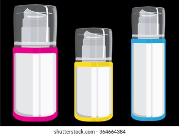 Blank aluminium spray can template with transparent cap for paint, hairspray, deodorant, . Packaging collection.