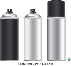 Blank Aluminum Spray Can Isolated On White Background, Aerosol Spray Can , Metal Bottle