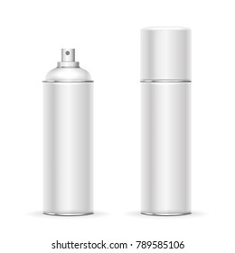 Blank aluminum spray can. Template metalllic hairspray, deodorant bottle vector