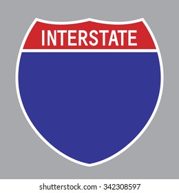 Blank American Interstate Highway sign . Vector illustration