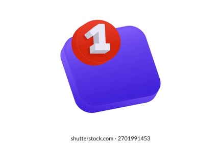  blank app 3d icon one notification sign vector design.vector illustration 