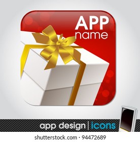 blank app icon for mobile devices with a gift box and a ribbon