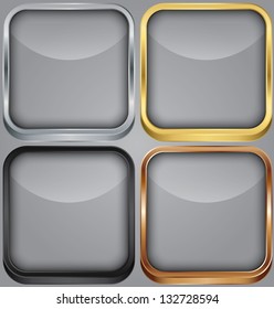 Blank app icons set, vector illustration