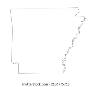 Blank Arkansas vector map silhouette illustration isolated on white background. High detailed illustration. United state of America country. Empty editable Arkansas line contour map. svg
