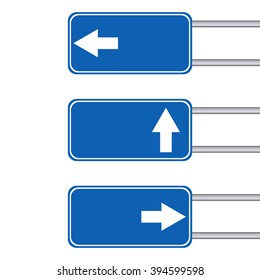 Blank arrow sign with pole on white background