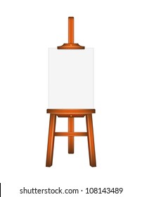 Blank art board, wooden easel