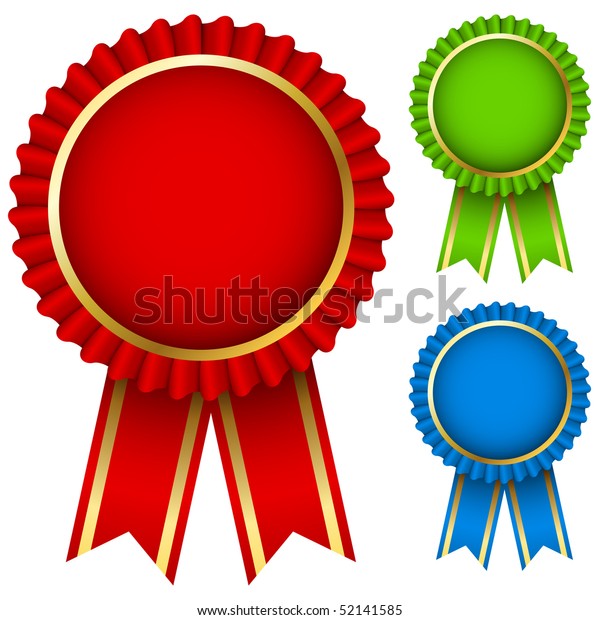 Blank Award Ribbon Rosettes Three Colors Stock Vector (Royalty Free ...