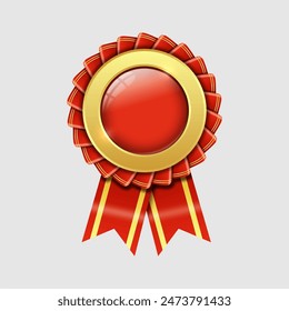 Blank award template red rosette with golden medal