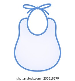 Blank baby bib with blue edging. Newborn clothes. svg